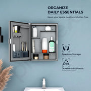 Plantex Bathroom Cabinet with Mirror/ABS Bathroom Storage Cabinet/Mirror Cabinet for Wall/Mirror with Storage for Bathroom - 18x14 Inch (CAB-117, Grey)