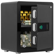 Plantex Safe Locker for Home/35 litre Safety Locker Box with Biometric Fingerprint, Touchscreen & Emergency Key/Tijori with External Power Backup - (Black)
