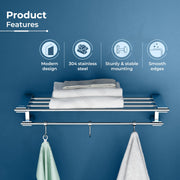 Plantex 24 Inch Towel Rack for Bathroom/304 Grade Stainless Steel Towel Bar/Towel Holder/Towel Hanger/ Bathroom Accessories - Pack of 1 (Regent, Chrome)