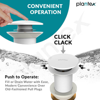 Plantex Pure Brass Waste Coupling for Wash Basin/ 5 inch Drain Out let System Full Thread Pop up Waste Coupling - Pack of 1 (Matt White)