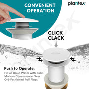 Plantex Pure Brass Waste Coupling for Wash Basin/ 5 inch Drain Out let System Full Thread Pop up Waste Coupling (Matt White - Pack of 1)