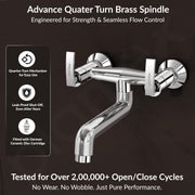 Plantex Pure Brass Non Telephonic Wall Mixer with Water Saving Nozzle/Hot and Cold Water Tap with Brass Wall Flange and Teflon Tape-7 Year Warranty (COL-1016-Chrome)