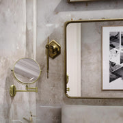 Plantex Brass And 304 Grade Stainless Steel Body Two-Sided 360° Swivel Mirror/Bathroom Mirror/Makeup Mirror/Vanity Mirror Wall Mounted (8 Inches/Brass Antique) - Round