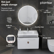 Plantex Unbrekable Plywood Vanity Set for Bathroom/Wall Mount Wash Basin with Cabinet Full Set/Bathroom Organizer with Mirror, Coupling & Cabinet Motion Sensor Light (NZBC - 38)