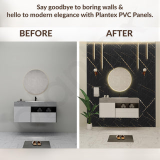 Plantex PVC Wall Panel/Louvers Panel for Wall/3d Wall Panel for Interior Wall Décor/Eco-Friendly Fluted Panel for Wall/- Pack of 7, Covers - 70 Sq. Ft (Black Gold Marble-12 Inch x 10 Ft)