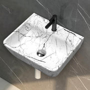 Plantex Wall Mount Wash Basin for Bathroom/Designer Ceramic Basin/Rectangle Countertop Wash Basin/Home/Office (17 x 14 x 5 Inch)