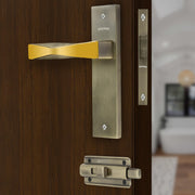 Plantex Heavy Duty Door Lock ÃƒÂ¢Ã¢â€šÂ¬Ã¢â‚¬Å“ Bathroom Door Lock/Mortise 8inch Keyless Plate Handle Set for Home/Bathroom/Store Room/Balcony/Office with Baby Latch (8085, Brass Antique & PVD Gold)