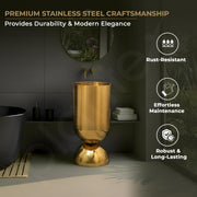 Plantex Stainless Steel Pedestal Basin for Bathroom/One Piece Free Standing Round Wash Basin for Living Room/Hotel (Gold)
