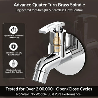 Plantex Pure Brass COL-1001 Water Tap for Bathroom with Water-Saving Technology Taps with Wall Mount Bib Tap/Basin Tap for Home- 7 Year Warranty (Chrome Finish)