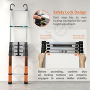 Plantex 18.04 feet (5.5m) Telescopic Ladder/Durable Steps/Collapsible Ladder for Home or Outdoor Work/Aluminium Telescopic Ladder - (Orange)