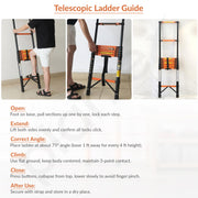 Plantex 4.3m (14.10 ft.) Telescopic Ladder/Carbon Steel 11-Steps Portable & Compact Ladder/Foldable Multipurpose Collapsible Ladder for Home & Outdoor Use - (Orange)