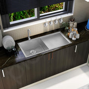 Plantex Stainless Steel Handmade Kitchen Sink/Single Bowl Sink For Kitchen With Drain Board/Undermount/Topmount (Matt - 37X18 Inches)
