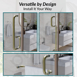 Plantex Shower Door Handle/Stainless Steel Towel Bar Combination/Towel Holder for Glass Shower Door and Bath Door Pull Handle - Pack of 1 (Brass Antique)