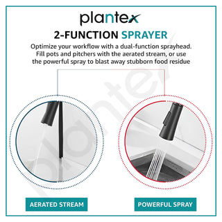 Plantex Brass Kitchen Sink Faucet/Kitchen Mixer Tap with Water Saving Nozzle and 360° Swivel Spout/Hot and Cold Kitchen Faucet/Dual Spray Modes-(Black)