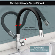 Plantex Pure Brass Flexible Tap for Kitchen Sink/360° Rotatable Flexible Water Faucet/Kitchen Sink Tap Faucet with Water-Saving Nozzle – 7-Year Warranty (FLO-812B)