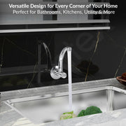 Plantex Pure Brass Kitchen Taps for Home Sink/Tap for Kitchen Basin with 360Ãƒâ€šÃ‚Â° Swivel Spout and Water Saving Aerator/Water Tap with Brass Wall Flange-7 Year Warranty (AQ-1410- Chrome)