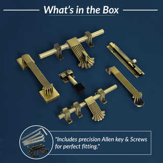 Plantex Stainless Steel Door Kit for Single Door/Door Accessories (10-inch Al-Drop,8-inch Latch,2 Handles of 8 and 7 Inch,7-inch Tower Bolt and 4-inch Door Stopper- (Brass Antique)