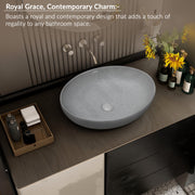Plantex Table Top Wash Basin for Bathroom/Designer Ceramic Basin/Countertop Vessel Sink Basin/Wash Basin Over Counter for Home/Office (Light Grey - 20 x 15.5 x 5 Inch)