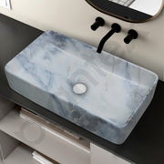 Plantex Ceramic Table Top Wash basin For Bathroom/Hand Wash Sink/Rectangle Countertop Washbasin For Home/Office/Hotel - (Marble White)