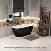 Plantex Bathtub For Bathroom/Freestanding Bath tub for Adults/Deep Soaker Bathtub with Overflow, Popup and Drain Pipe (BSM-203-Black & White-1700mm)