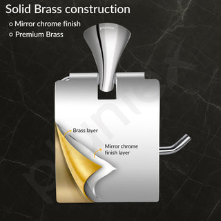 Plantex Smero Pure Brass Toilet Paper Holder/Tissue Paper Stand for Washroom/Bathroom - Craft (Chrome)