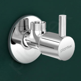 Plantex Single Lever Angle Cocke for Bathroom with Brass Spindle/Angle Valve with Wall Flange and Teflon Tape/Stop Cock for Wash Basin/Kitchen- Pack of 1 (MKS-1274-Chrome)