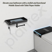 Plantex Aluminium Dual Toilet Paper Holder for Bathroom/Tissue Paper Roll Holder with Mobile Stand/Toilet Paper Roll Holder/Bathroom Accessories - (Black)