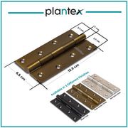 Plantex Heavy Duty Stainless Steel Door Butt Hinges 5 inch x 12 Gauge/2.5 mm Thickness Home/ Office/ Hotel for Main Door/ Bedroom/ Kitchen/ Bathroom - Pack of 4 ( Brass Antique )