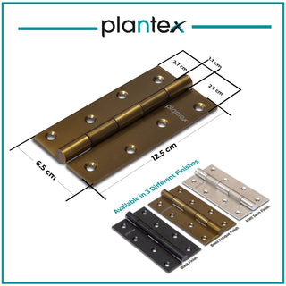 Plantex Heavy Duty Stainless Steel Door Hinges 5 inch x 12 Gauge/2.5 mm Thickness Home/Office/Hotel for Main Door/Bedroom/Kitchen/Bathroom - Pack of 24 (Brass Antique)