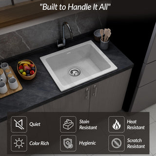 Plantex Quartz Acrylic Kitchen Sink/Undermount Sink for Kitchen with 10 Years Warranty by Plantex/Granite Single Bowl Kitchen Sinks with Coupling (Brun 21x18 Inches)