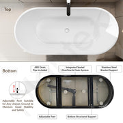 Plantex Bathtub For Bathroom/Freestanding Bath tub for Adults/Deep Soaker Bathtub with Overflow, Popup and Drain Pipe (BSM-203-Black & White-1700mm)
