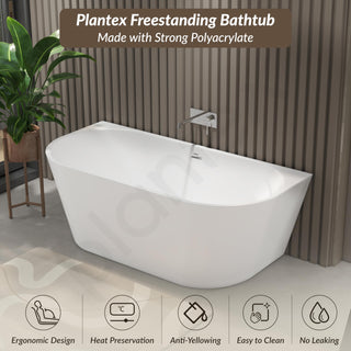 Plantex Bathtub For Bathroom/Freestanding Bath tub for Adults/Deep Soaker Bathtub with Overflow, Popup and Drain Pipe (BSM-207A-White-1700mm)