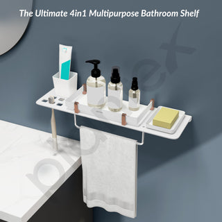 Plantex 5mm Acrylic 4 in 1 Multipurpose Bathroom Shelf/Rack/Towel Hanger/Tumbler Holder/Soap Dish/Holder-Bathroom Accessories (18 x 5 Inches) - Pack of 1