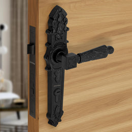 Plantex Heavy-Duty Door Lock Set -Main Door Lock Handle Set/6-Lever Lock Mechanism with 3 Years of Warranty/Mortise Lock with 3 Keys, Brass Lock Body & Cylinder(657- Black)