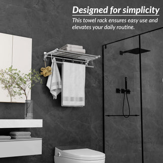 Plantex Eco Stainless Steel Folding Towel Rack/Towel Holder for Bathroom/Towel Hanger/Bathroom Accessories Set(24-inch) Chrome