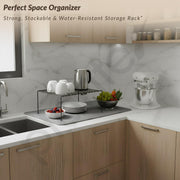 Plantex Stainless Steel Kitchen Storage Rack/Plate Storage Stand/Kitchen Cabinet Organizer/Dish Rack (Black)