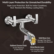 Plantex Pure Brass Non Telephonic Wall Mixer with Water Saving Nozzle/Hot and Cold Water Tap with Brass Wall Flange and Teflon Tape-7 Year Warranty (COL-1016-Chrome)