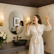 Plantex Frameless Mirror for Bathroom/Dressing Room/Living Room/Bedroom/Entryway - Capsule Shape (18 X 24 Inch)