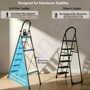 Plantex Steel 7 Step Ladder/Foldable Ladder for Home/Anti-Skid Wide 7 Step Ladder - (Apex - Black)