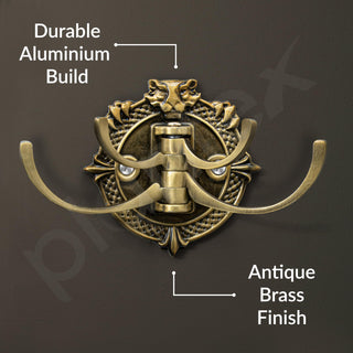 Plantex Zinc Alloy, Antique Robe Hook, Cloth-Towel Hanger Bathroom Accessories (Brass, Lion)