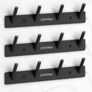 Plantex Wall Hooks for Hanging Cloth/Stainless Steel Towel Hangers/Bathroom Robe Hooks/Door Hangers/Round Wall Hook/Hook Rail for Hanging Keys - 4 Hooks (Pack of 3, Z-Black)