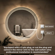 Plantex LED Bathroom Mirror with 3 Tone/Designer Mirror for Living Room/Bedroom/Dressing Room - Round Shape (Dia.24 Inch)