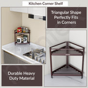 Plantex Bathroom Organiser Stand/Carbon Steel Bathroom Corner Shelf/2 Tier Corner Freestanding Shelf/Multipurpose Rack for Home - Pack of 1 (Brown)