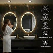 Plantex LED Bathroom Mirror with 3 Tone/Designer Mirror for Living Room/Bedroom/Dressing Room - Oval Shape (18 X 24 Inch)