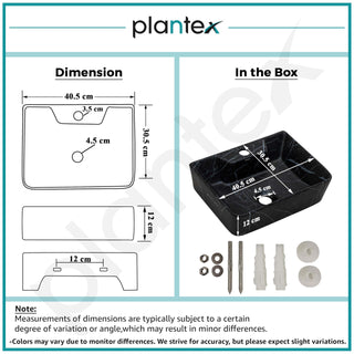 Plantex Wall Mount Wash Basin for Bathroom/Tabletop Designer Ceramic Basin/Rectangle Countertop Basin/Home/Office (Black-16x12x5 Inch)