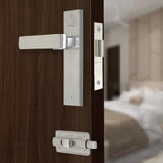 Plantex Heavy Duty Door Lock ÃƒÂ¢Ã¢â€šÂ¬Ã¢â‚¬Å“ Bathroom Door Lock/Mortise 8inch Keyless Plate Handle Set for Home/Bathroom/Store Room/Balcony/Office with Baby Latch (8116, Satin Steel and Chrome)