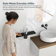 Plantex Double Soap Dish with Tumbler Holder/Acrylic Soap Stand with Tumbler for Bathroom/Soap Holder/Bathroom Accessories - Pack of 1 (VIB-119, Black)