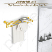 Plantex 304 Grade Stainless Steel 24-inch Towel Rack for Bathroom/Towel Stand/Cloth Hanger for Bathroom/Towel Bar/Bathroom Accessories - Oreo (Gold)