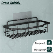 Plantex Bathroom Organiser without Drill/Self Adhesive Bathroom Shelf/Soap Stand for wall/Toothbrush Holder /Shelf for Washroom Wall/ Hanging Shelf for Kitchen-(Black, Pack of 5)