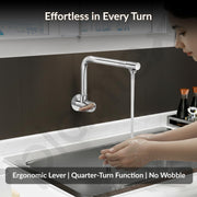 Plantex Pure Brass Sink Tap for Kitchen with Wall Flange & Teflon Tape/Wall Mount Kitchen Sink Faucet (DOL-4301, Chrome)